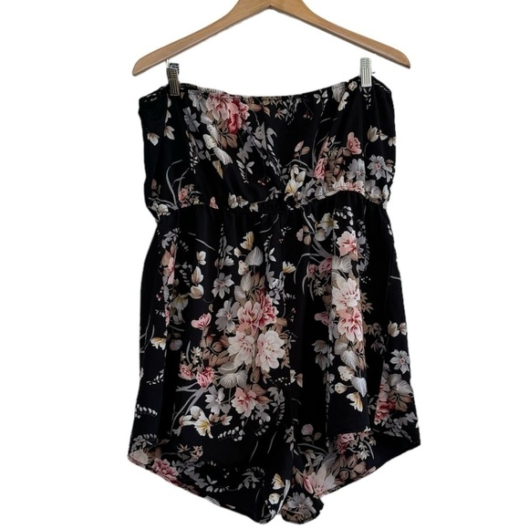 ๐6/$60, SHEIN Strapless, Black, Floral Onesie, 2XL - Picture 2 of 7